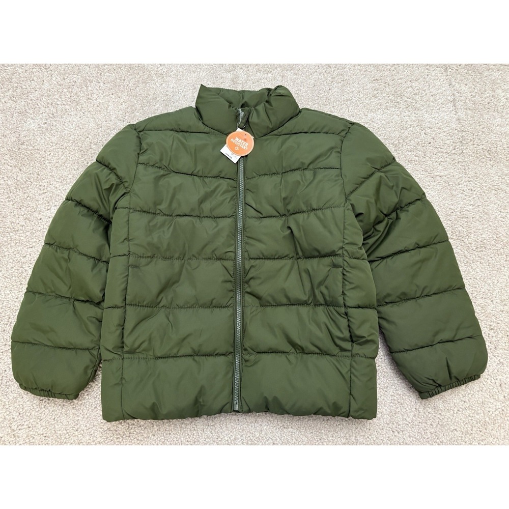 NEW Kids Place Water Resistant Puffer Green Coat Jacket Size M (7/8)